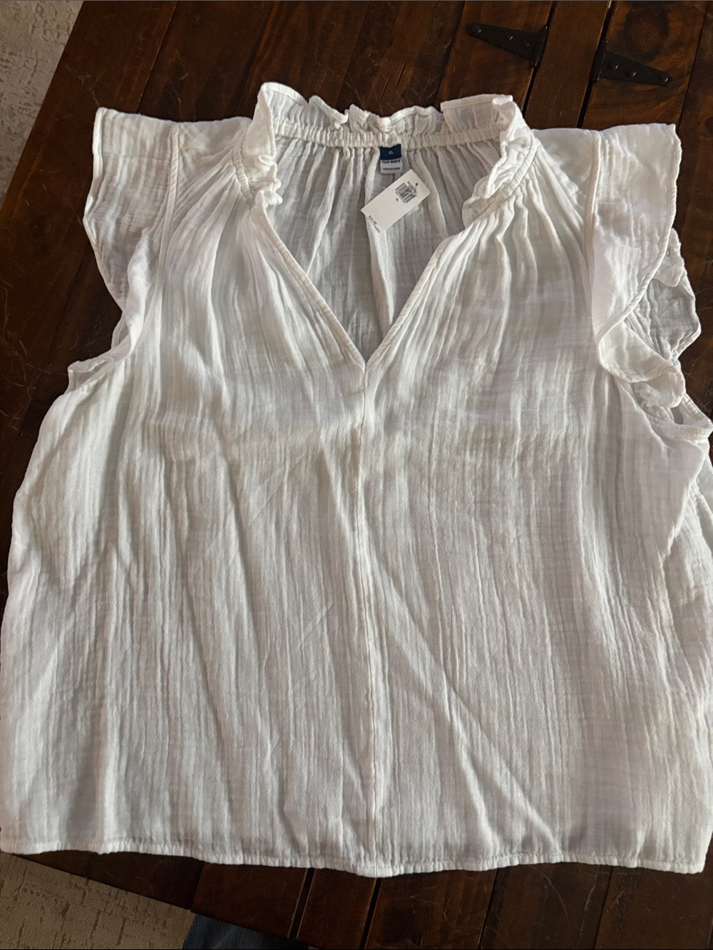 Old Navy White Ruffle Sleeve Cotton Gauze Top